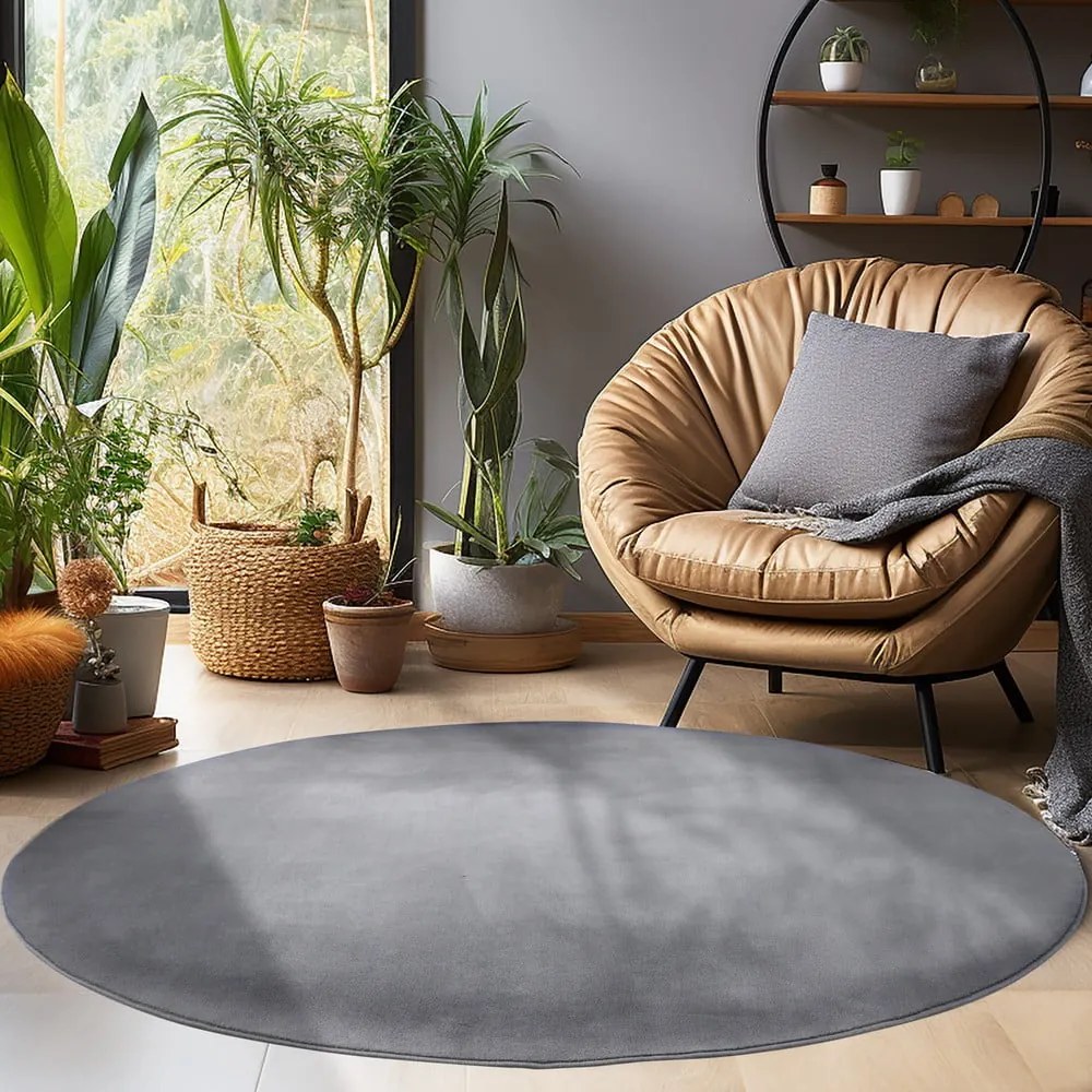 Covor gri lavabil rotund ø 120 cm Sky – Ayyildiz Carpets