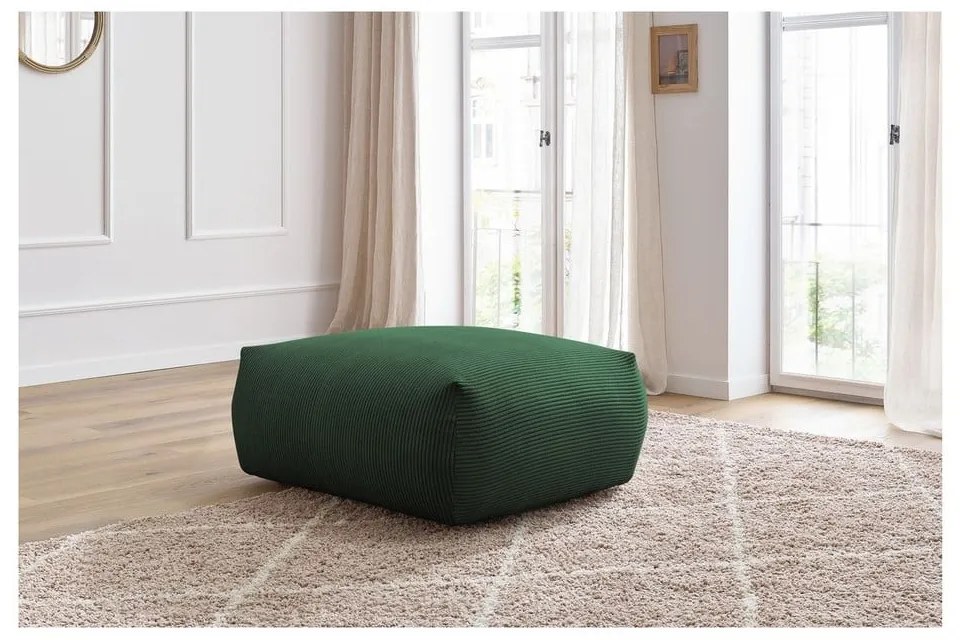 Taburet verde cu tapițerie din catifea reiată Voltaire – Bobochic Paris