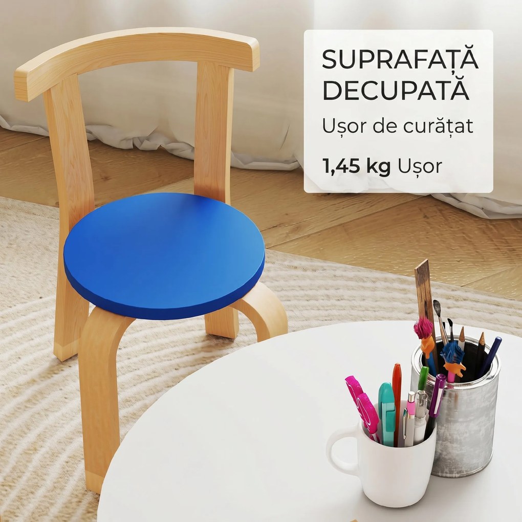 AIYAPLAY Set Masă și Scaune pentru Copii 3-8 Ani, 5 Piese cu Margini Rotunjite din Lemn Multicolor | Aosom Romania