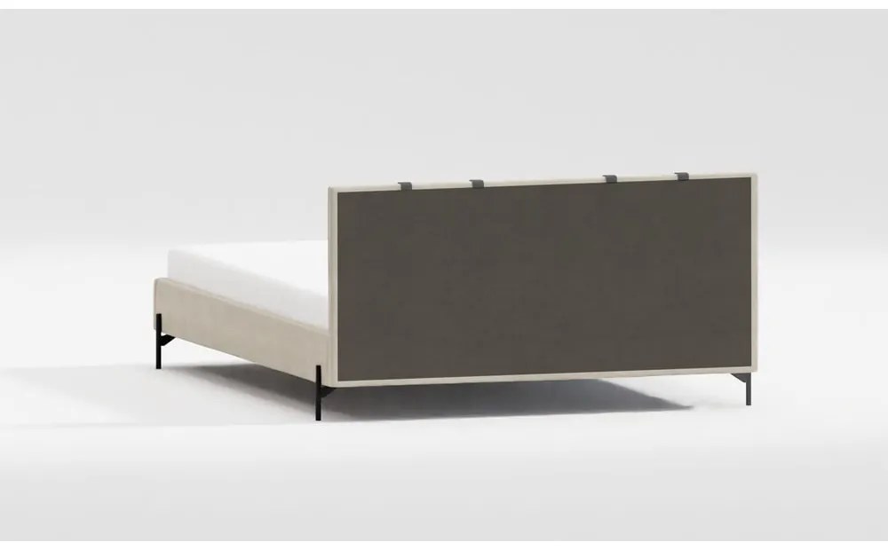 Pat matrimonial bej tapițat cu somieră 200x200 cm Tulsa – Ropez