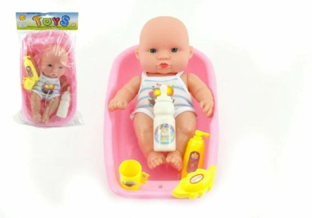 Bebeluș plastic cu accesorii pentru baie 18cm