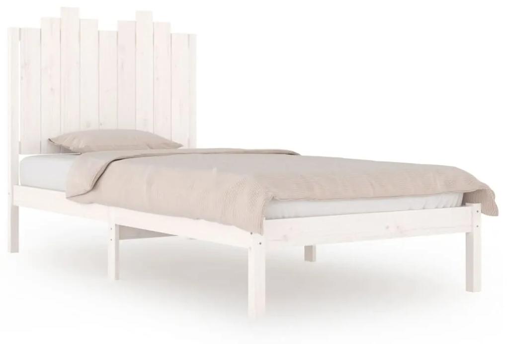 3103769 vidaXL Cadru de pat, alb, 100x200 cm, lemn masiv de pin