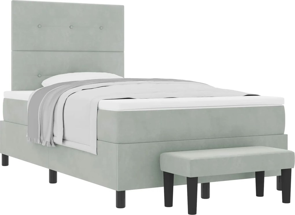 vidaXL Pat cu arcuri cu saltea Gri deschis 120 x 190 cm Catifea