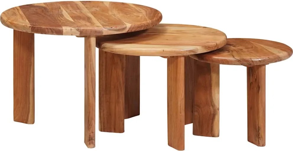 vidaXL Mese de Cafea Nesting 3 pcs Maro Lemn Solid de Acacia
