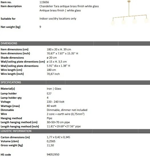 Lustra suspendata design LUX Tara, alama antica 115656 HZ