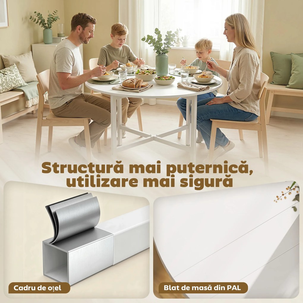 HOMCOM masă pliabilă compactă transformabilă lemn oțel modernă | Aosom Romania