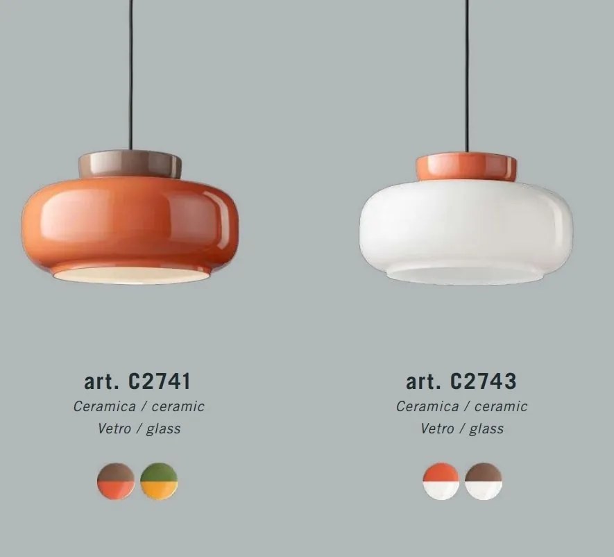 Lustra design retro realizata manual din ceramica si sticla MARACANÀ