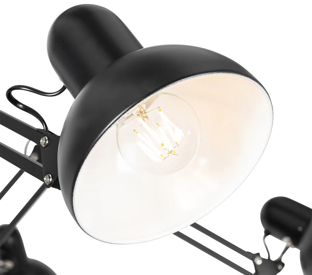 Lampă suspendată industrială neagră cu 6 lumini reglabile - Hobby Spinne