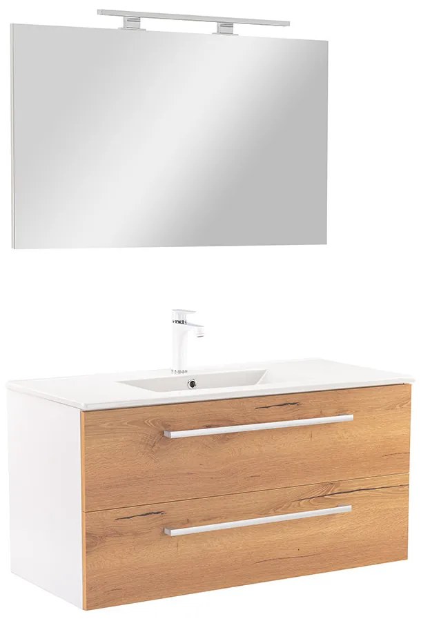 Mobilier complet de baie Vario Clam 100, stejar alb