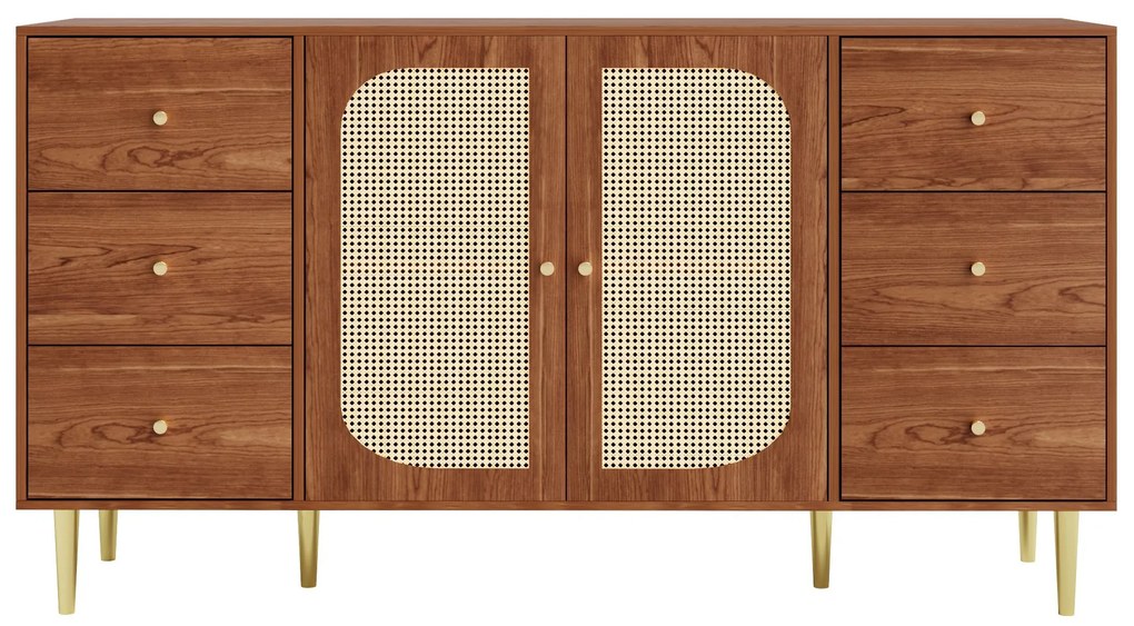 Comodă din ratan cu sertare, Maro | Aosom Romania