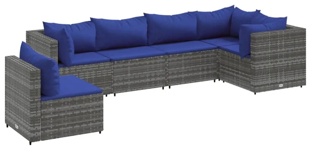 3308175 vidaXL Set mobilier de grădină cu perne, 6 piese, gri, poliratan