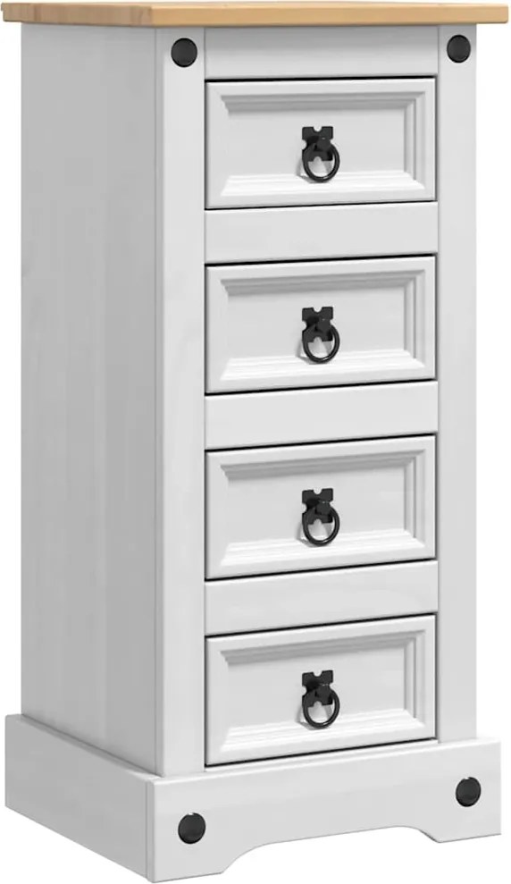 vidaXL Noptieră Corona Alb 35 x 32,5 x 74 cm Lemn de pin masiv