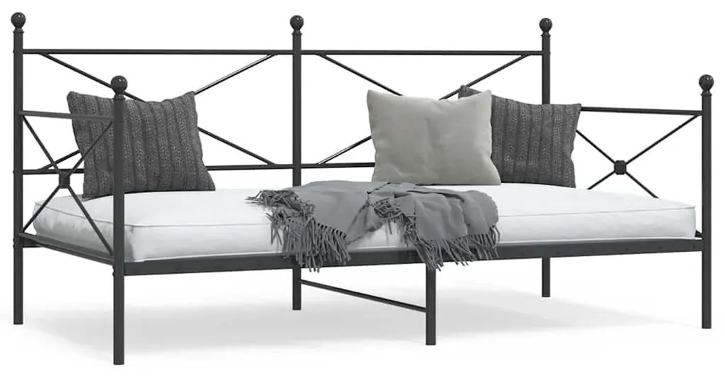 vidaXL Pat de zi fără saltea Negru 100x190 cm Oțel