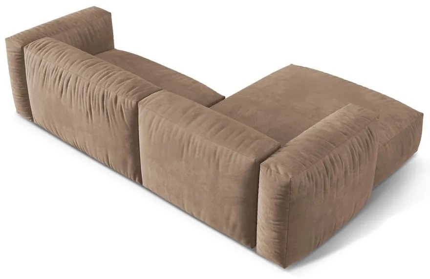 Colțar modular maro deschis cu tapițerie din catifea (cu colț pe partea stângă/cu șezlong) Martina – Micadoni