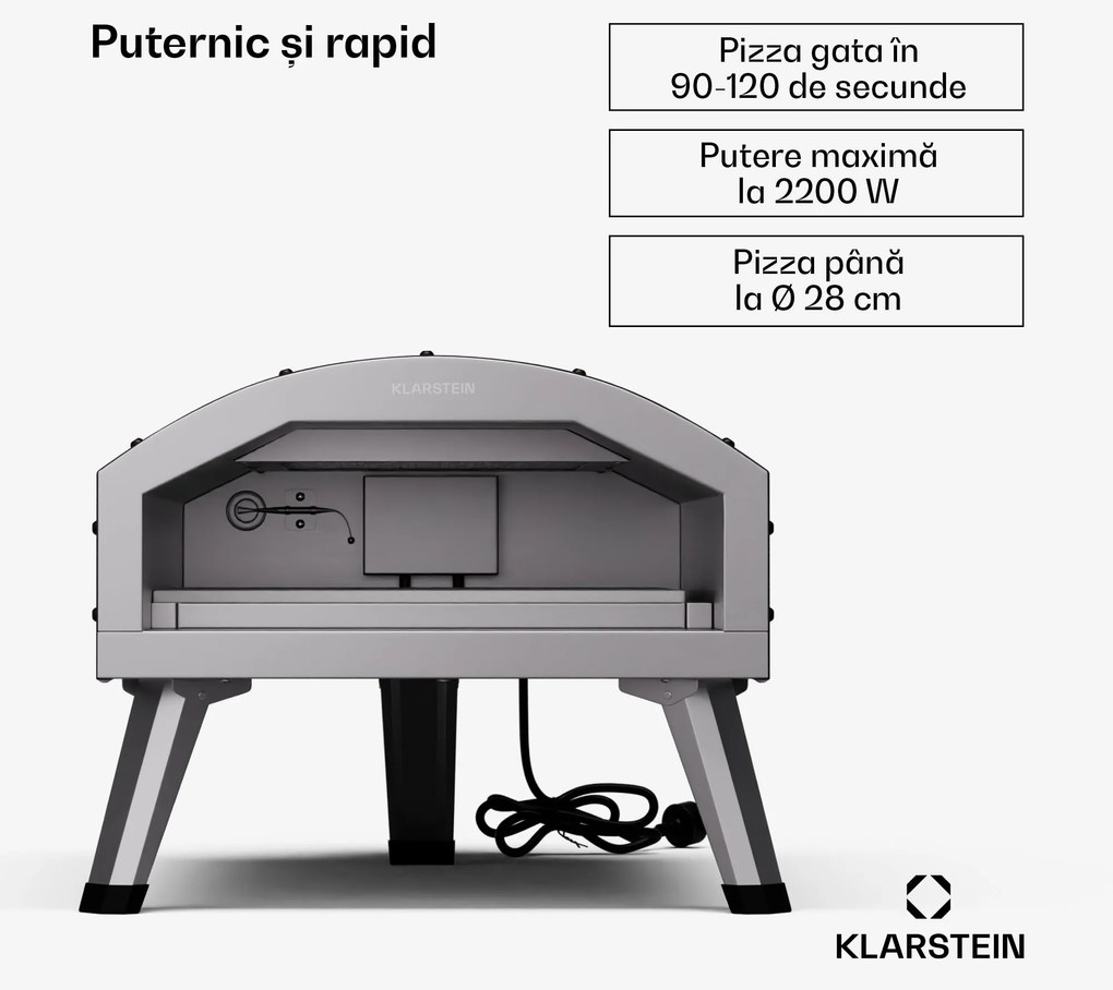 LaFiamma, cuptor pentru pizza, elemente de încălzire duble, 2200 W, 550 °C, Cool Touch, interior și exterior