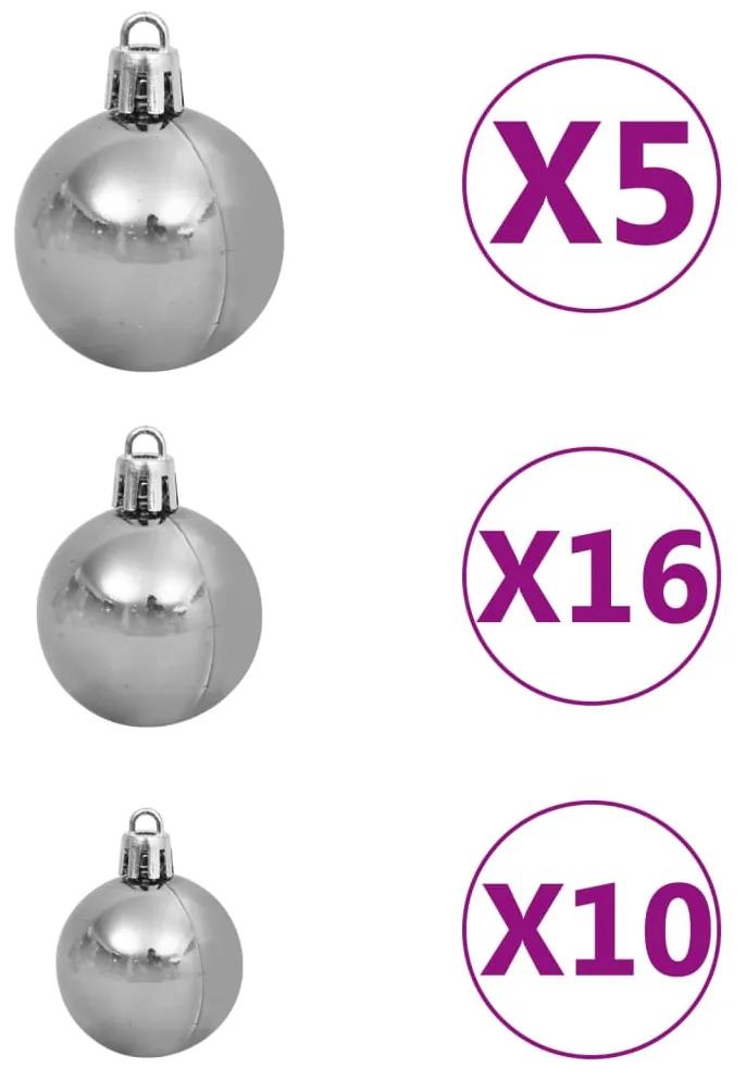 Set pom Craciun artificial inversat LED-urigloburi, 240 cm 1, Alb, 240 x 120 cm