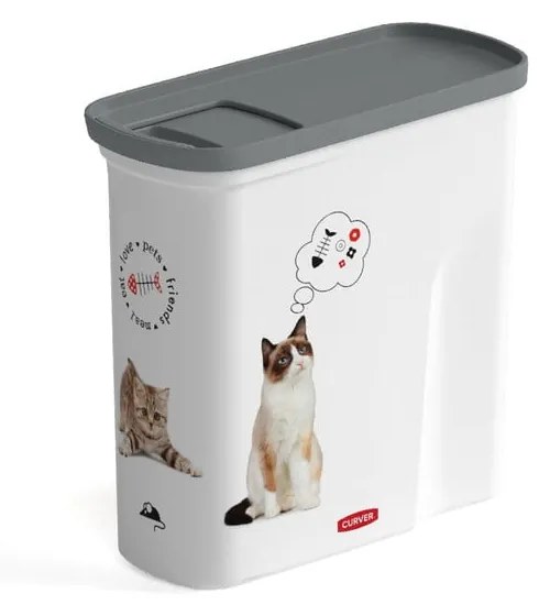 Recipient alb pentru hrană de pisici Curver, 2 l