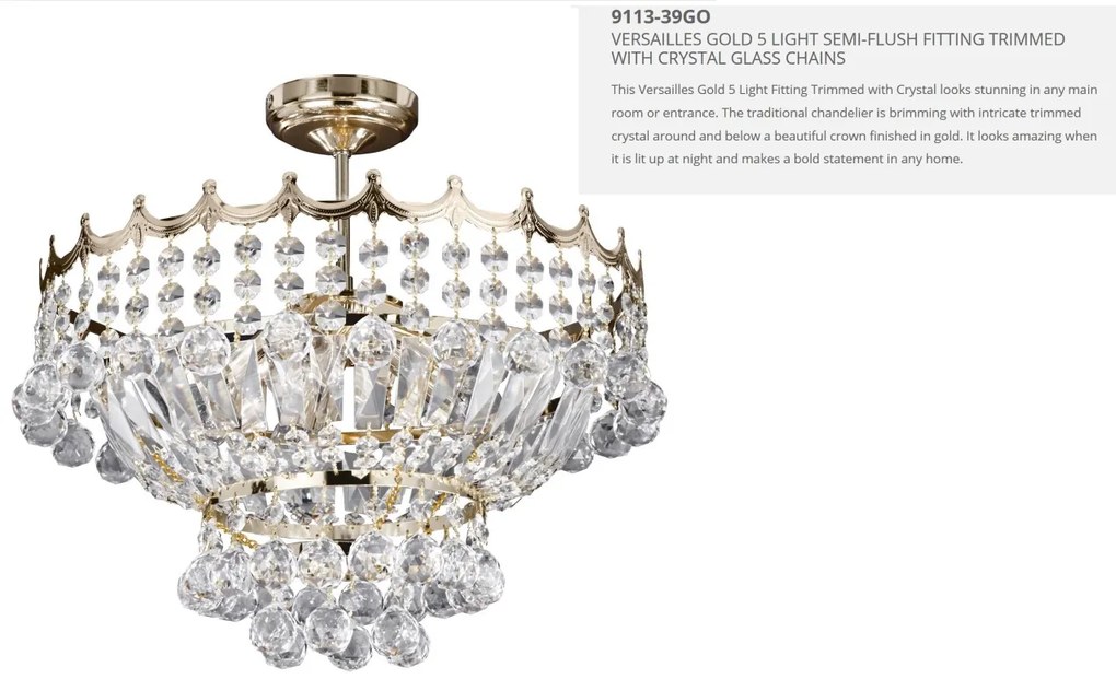 Lustra cristal design LUX Versailles 5L 9113-39GO SRT