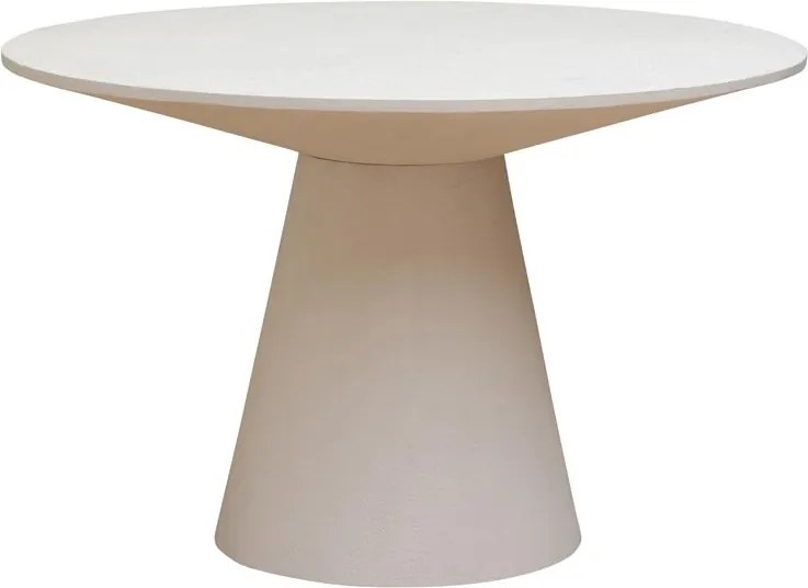 Masă dining rotundă din lemn, alb, 4–5 locuri, cu picior central conic, 76 x 120,5 cm, „Calla”