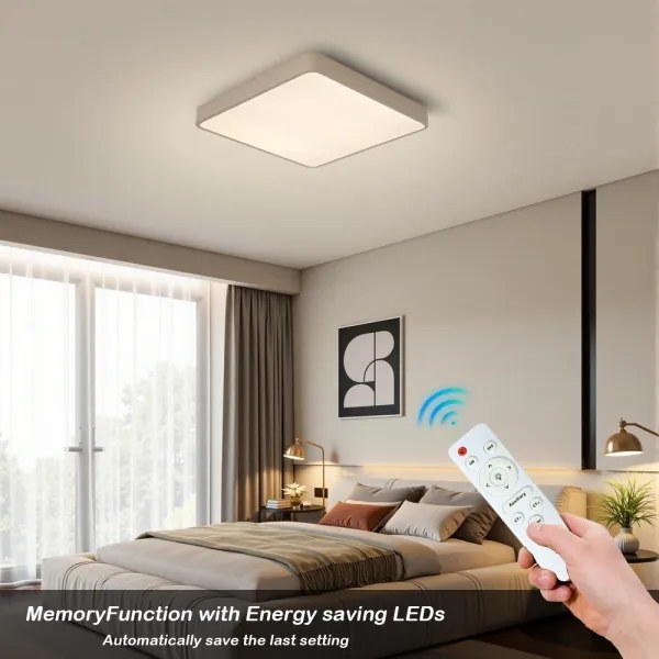 Brilagi-LED Plafonieră LED dimmabilă POOL SQUARE, 48W, 230V, 3000-6000K, 50x50 cm, bej + telecomandă