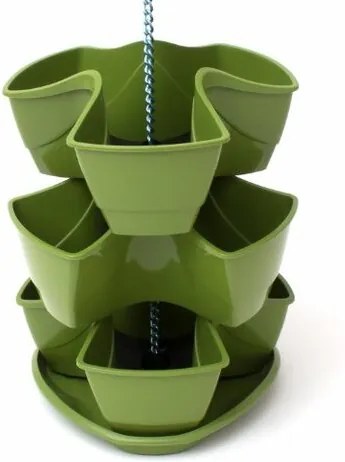 Ghiveci de plante Coubi 3 etaje, agăţător, închisverde