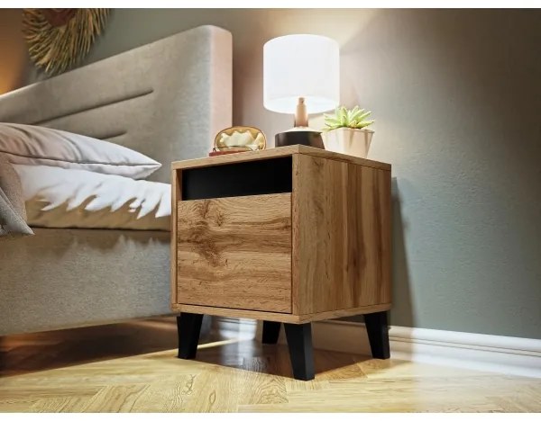SET 2x noptieră NORD 45x40 cm stejar wotan/antracit
