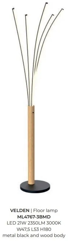 Lampa de podea LED moderna cu detalii din lemn VELDEN