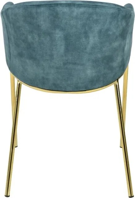 Set de 2 scaune aspect retro, Metal Auriu, Catifea Turcoaz, NOBLESSE A-47581 VC