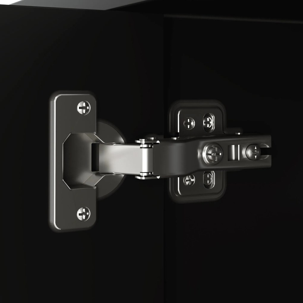 Comodă TV, mânere și picioare aurii, picioare reglabile, 160x38x44,5 cm, Negru