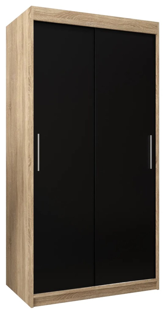 Dulap de haine 100 cm Toki (stejar sonoma + negru mat). 1064801