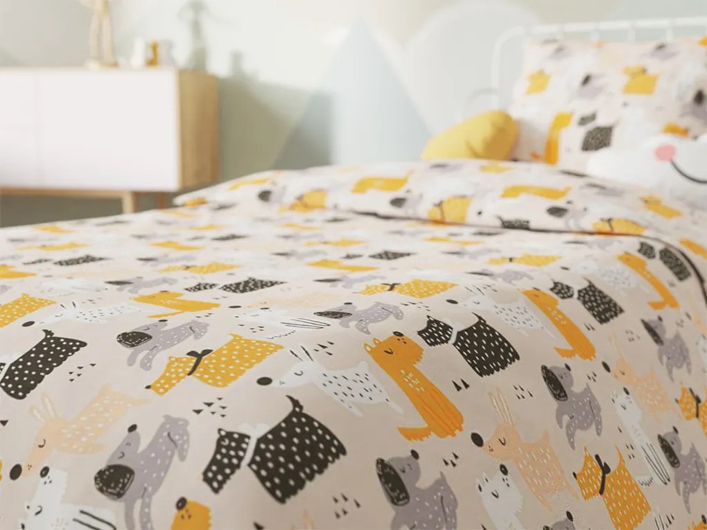 Lenjerie de pat din bumbac Culoare crem, COLORED DOGS