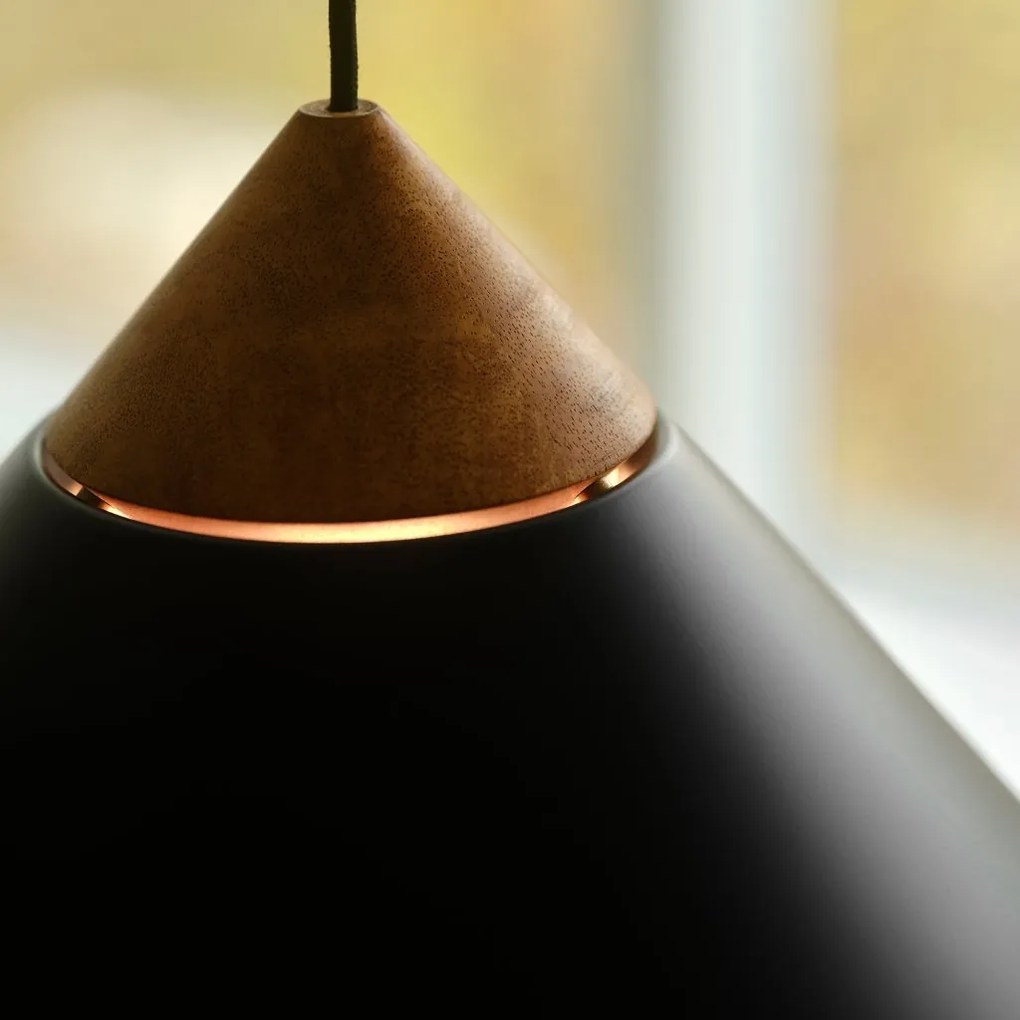 Lustra, Pendul Design Nordic Minimalist, Lemn, Metal, Kinto negru