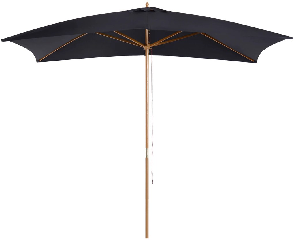 Umbrela de soare Outsunny dreptunghiulara, lemn, neagra, 2x3m | Aosom RO