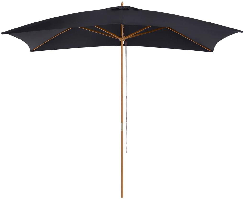 Umbrela de soare Outsunny dreptunghiulara, lemn, neagra, 2x3m | Aosom RO