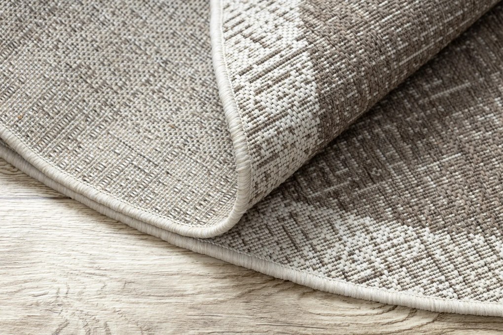 Covor sisal Floorlux cerc 20401 Cadru taupe si şampanie