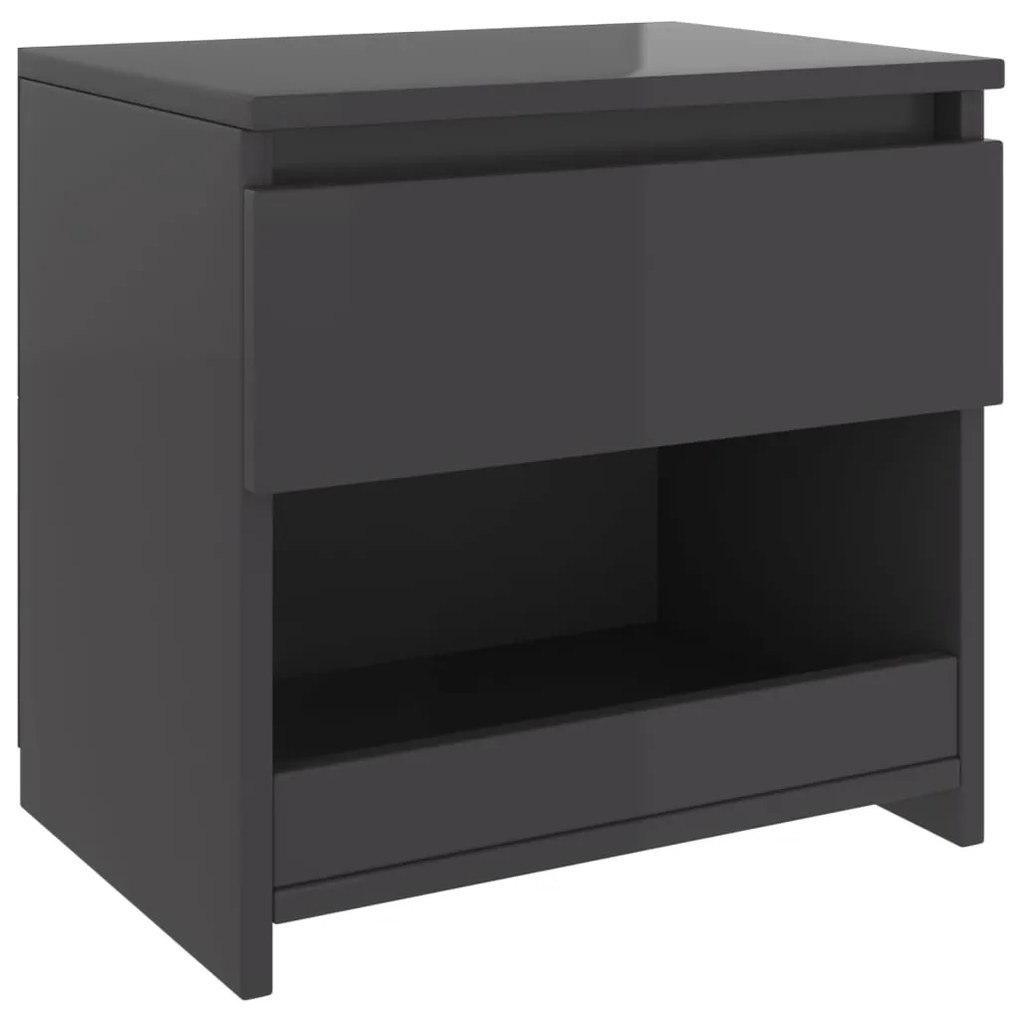 803459 vidaXL Noptieră, gri extralucios, 40x30x39 cm, PAL