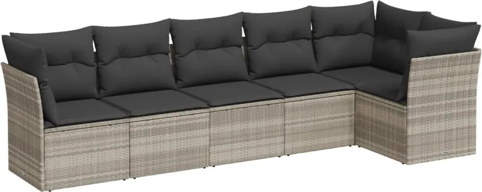 vidaXL Set canapele de grădină cu perne, 6 piese gri deschis poliratan