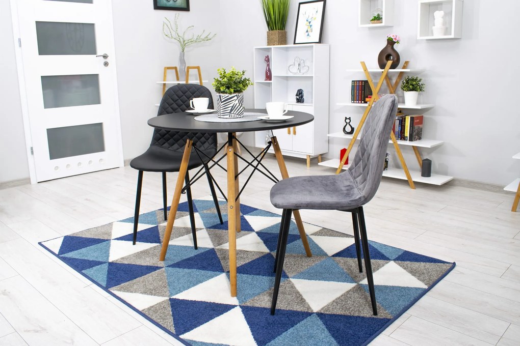 OFERTA Scaun din catifea gri inchis ASTI cu picioare negre Calitatea a II-a