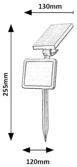 Proiector LED solar cu senzor KELNA LED/9,6W/3,7V IP44 Rabalux 77011