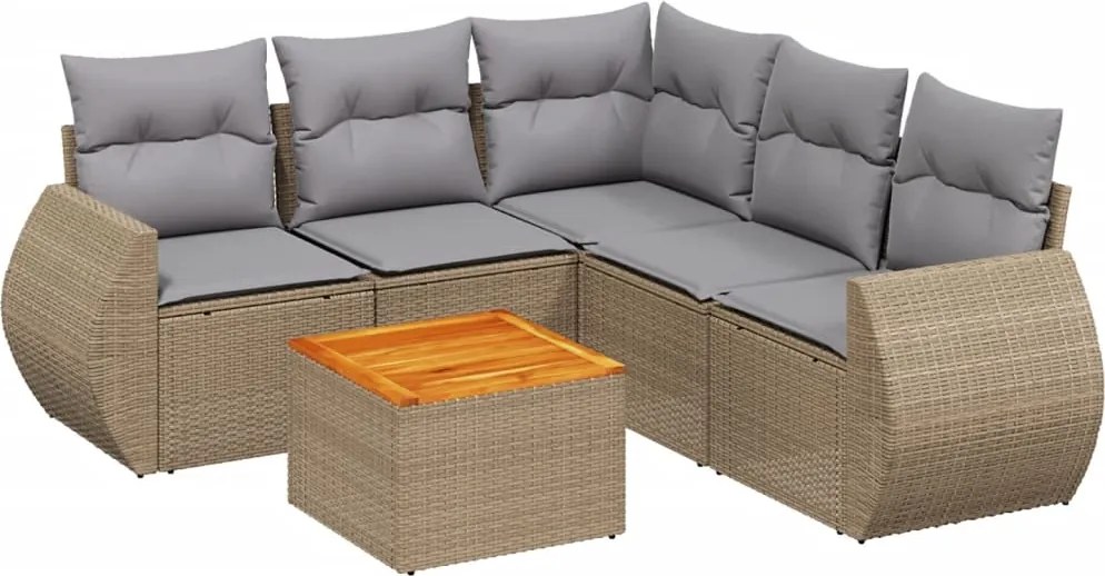 vidaXL Set canapele de grădină cu perne, 6 piese, bej, poliratan