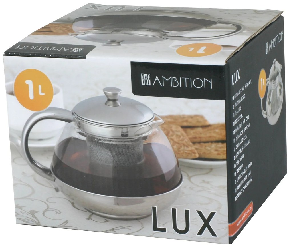 Ceainic de sticla cu infuzor 1000ml Lux