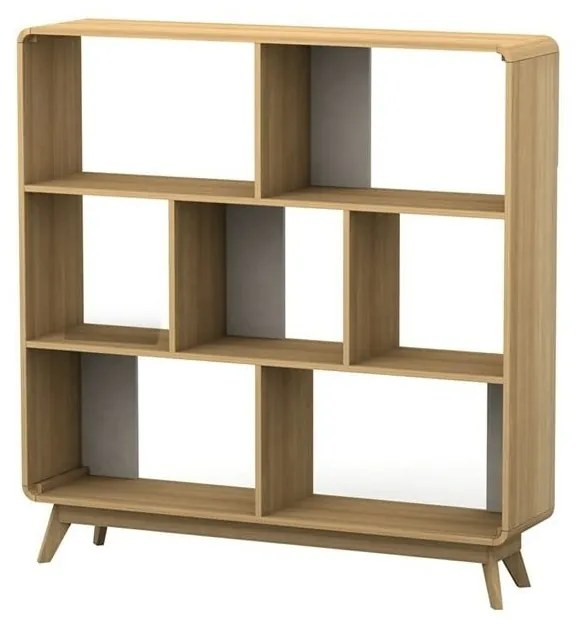 Bibliotecă în culoare naturală cu aspect de lemn de stejar 122x126 cm Caitlin – Støraa