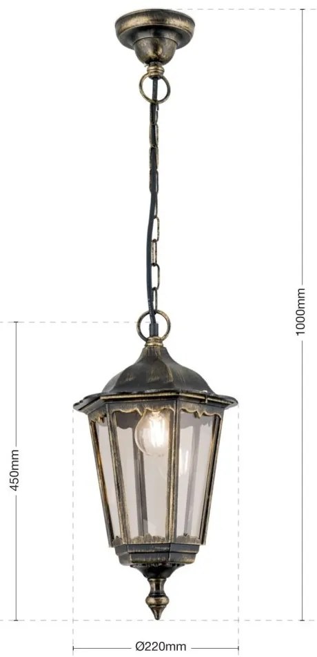 Pendul exterior stil clasic IP43 Puchberg AL 11K/82502 schwarz-gold/rauch OR