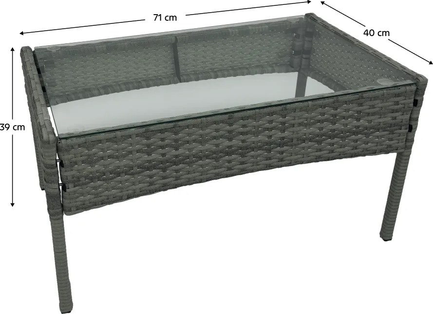 Set 4 piese din ratan,pentru grădină, gri, RATANA 2 NEW