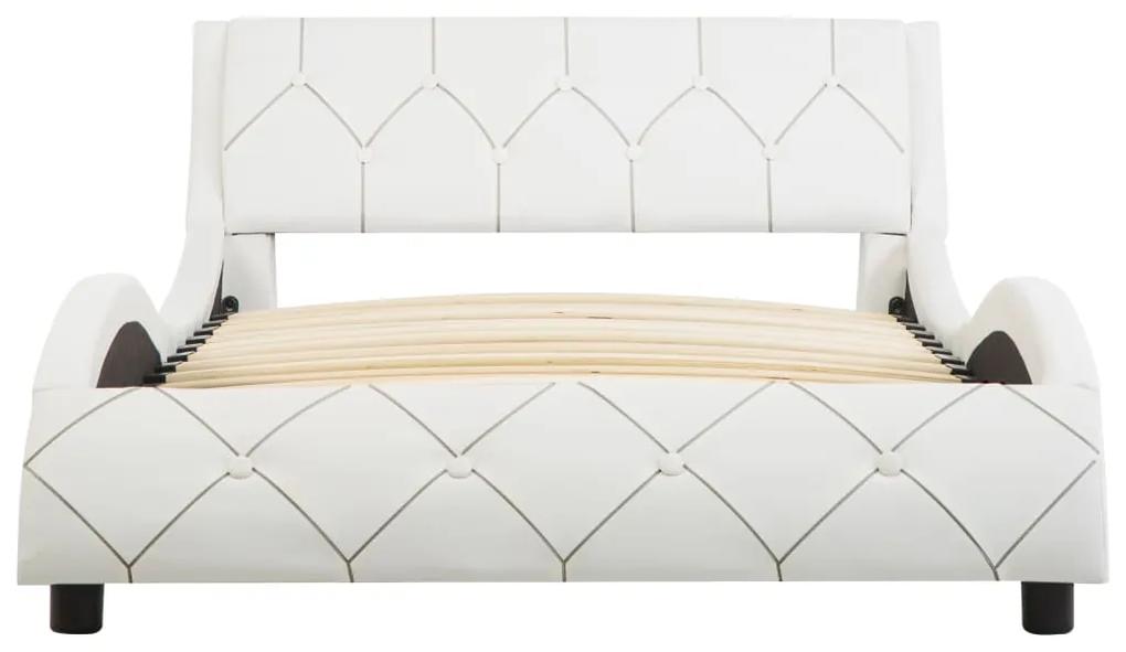 Cadru de pat, alb, 100 x 200 cm, piele ecologica Alb, 100 x 200 cm