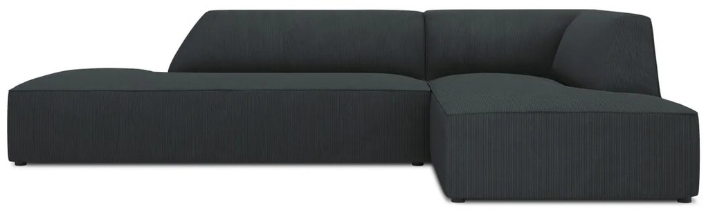 Coltar dreapta 4 locuri, Ruby, Micadoni Home, BL, fara cotiera, 273x180x69 cm, velur, negru