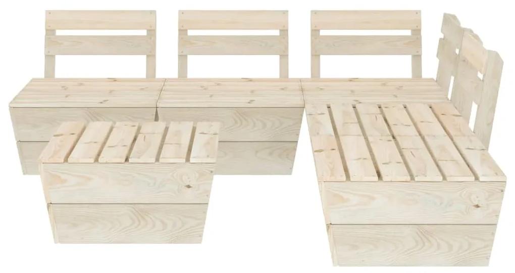 Set de mobilier paleti de gradina 6 piese lemn molid tratat colt + 3x mijloc + 2x masa, 1