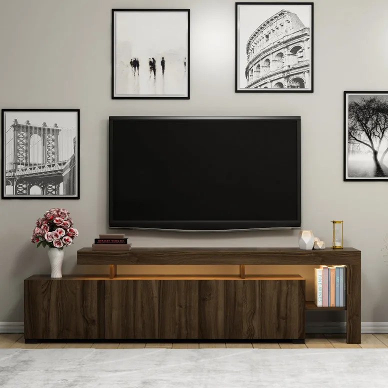 Comoda TV cu Led Beliz, Alb - Antracit - Nuc, 192 x 53 x 37 cm