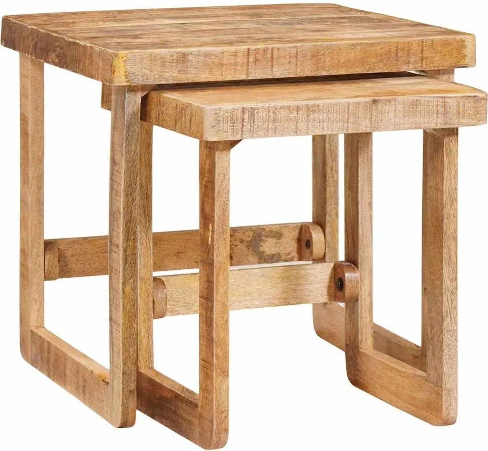 vidaXL Mese în cuiburi 2 pcs Maro 46 x 46 x 45 cm Lemn de mango solid