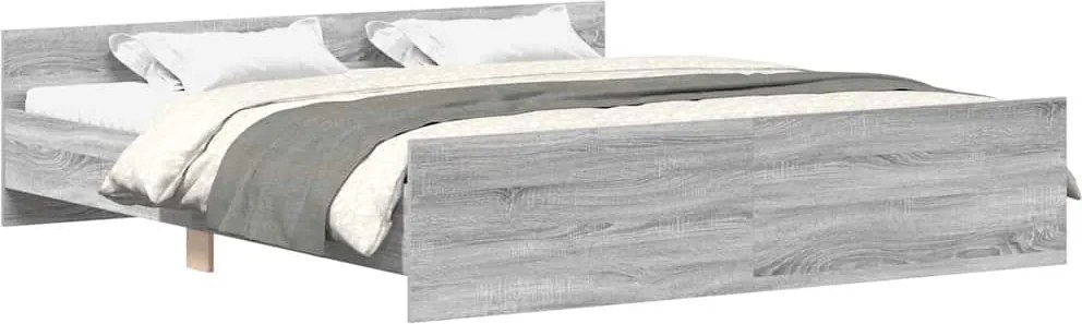 vidaXL Cadru de pat cu tăblie la cap/picioare, gri sonoma, 160x200 cm